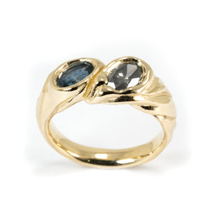 GOLD TOI ET MOI MONTANA SAPPHIRE WITH GREY DIAMOND