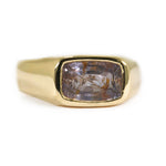 GOLD SIGNET WITH Bi-COLOURED PURPLE & ORANGE SAPPHIRE