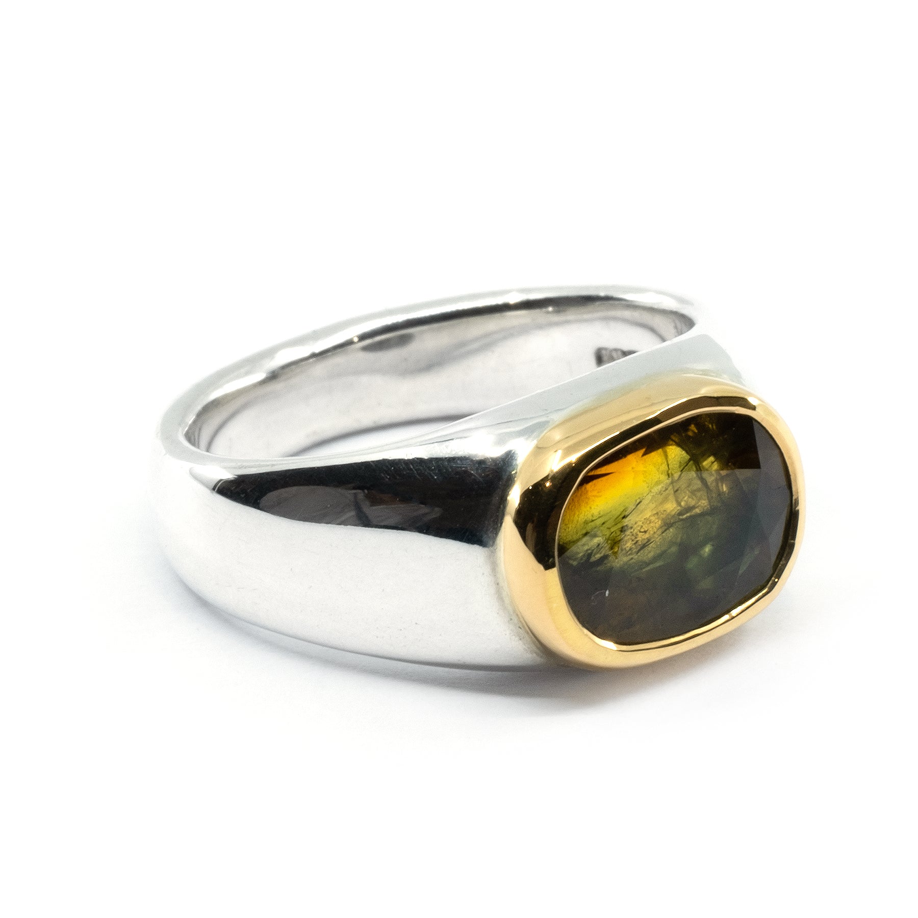 GOLD BEZEL TRI-COLOUR SAPPHIRE