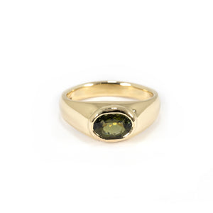 MINI FULL GOLD BEZEL GREEN TOURMALINE