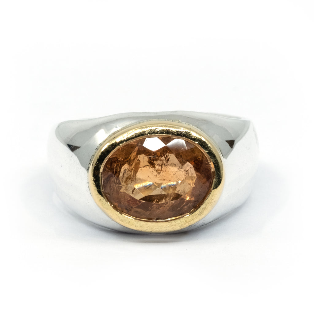 PEACH TOPAZ BEZEL RING