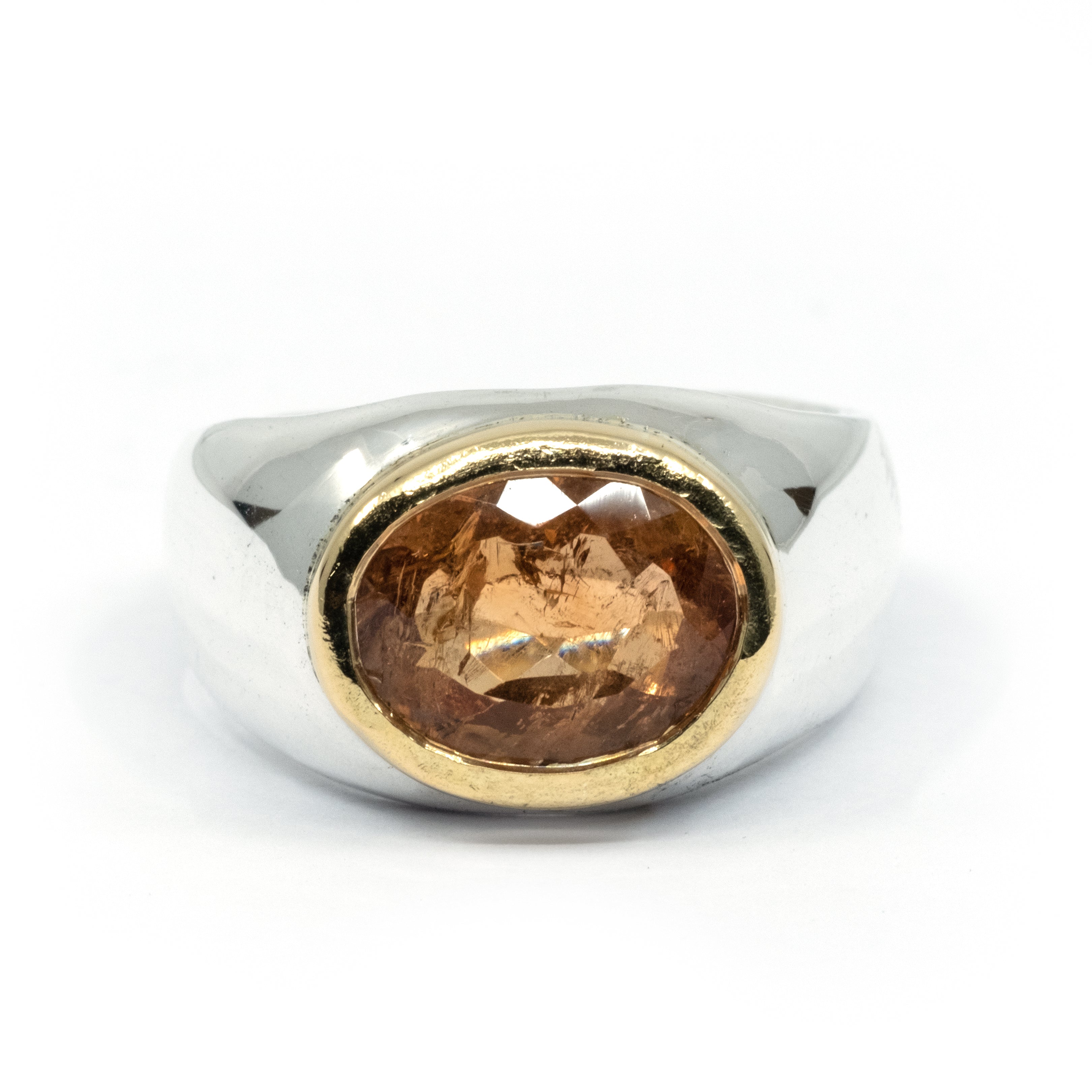 PEACH TOPAZ BEZEL RING
