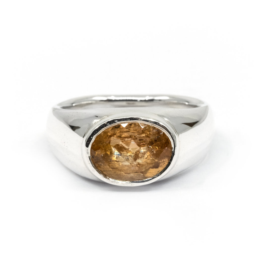 PEACH TOPAZ BEZEL RING