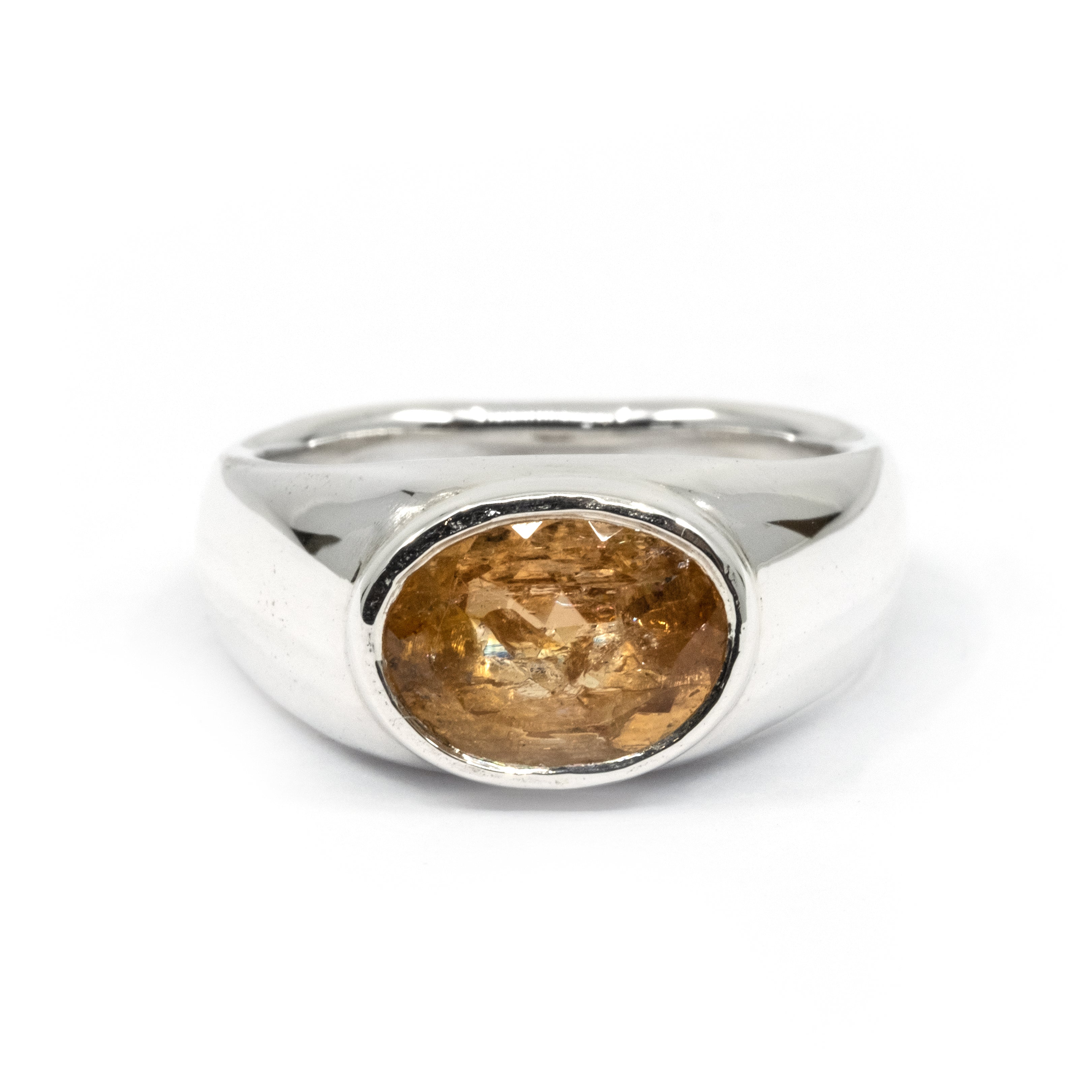 PEACH TOPAZ BEZEL RING