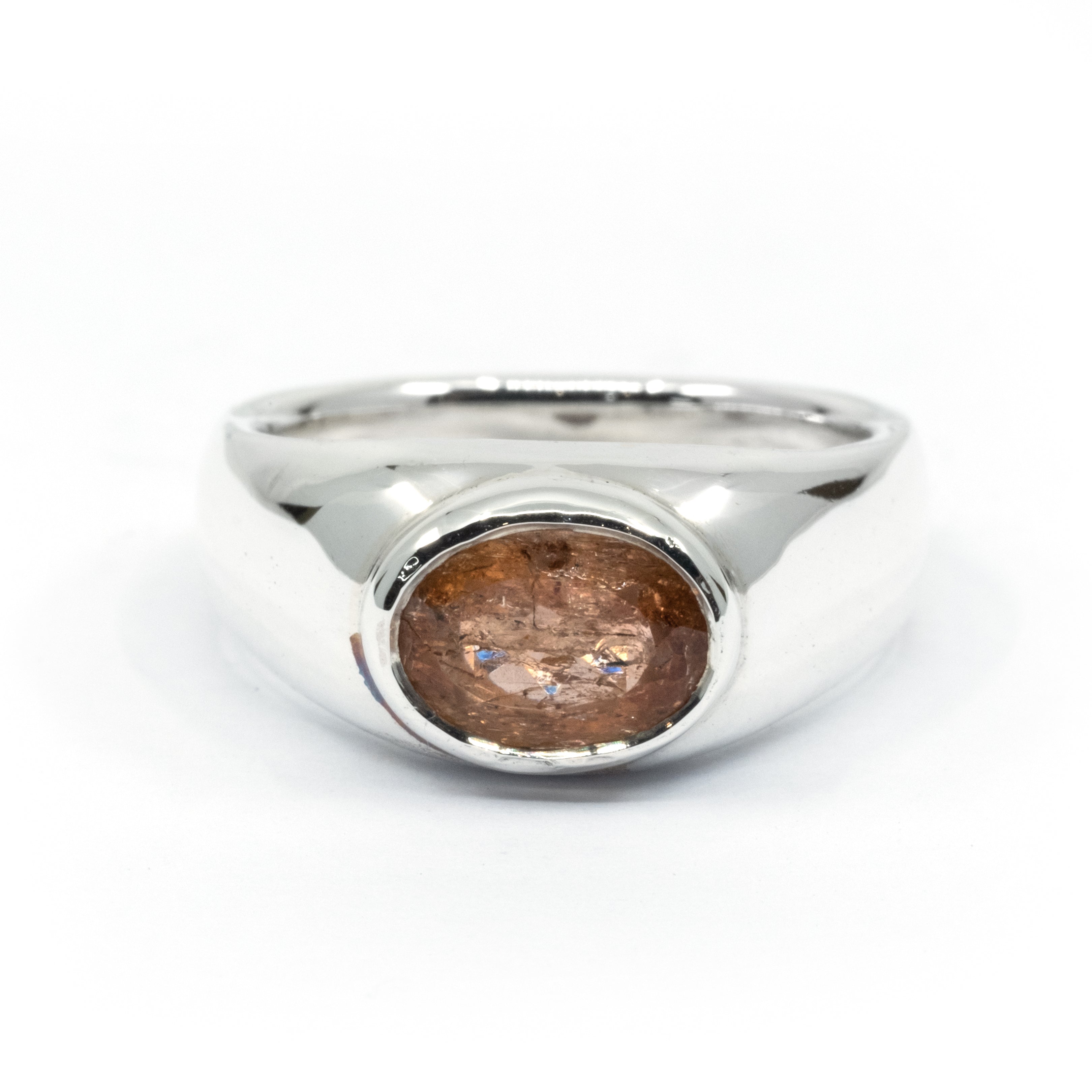 PEACH TOPAZ BEZEL RING