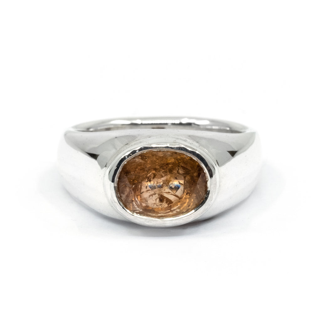 PEACH TOPAZ BEZEL RING