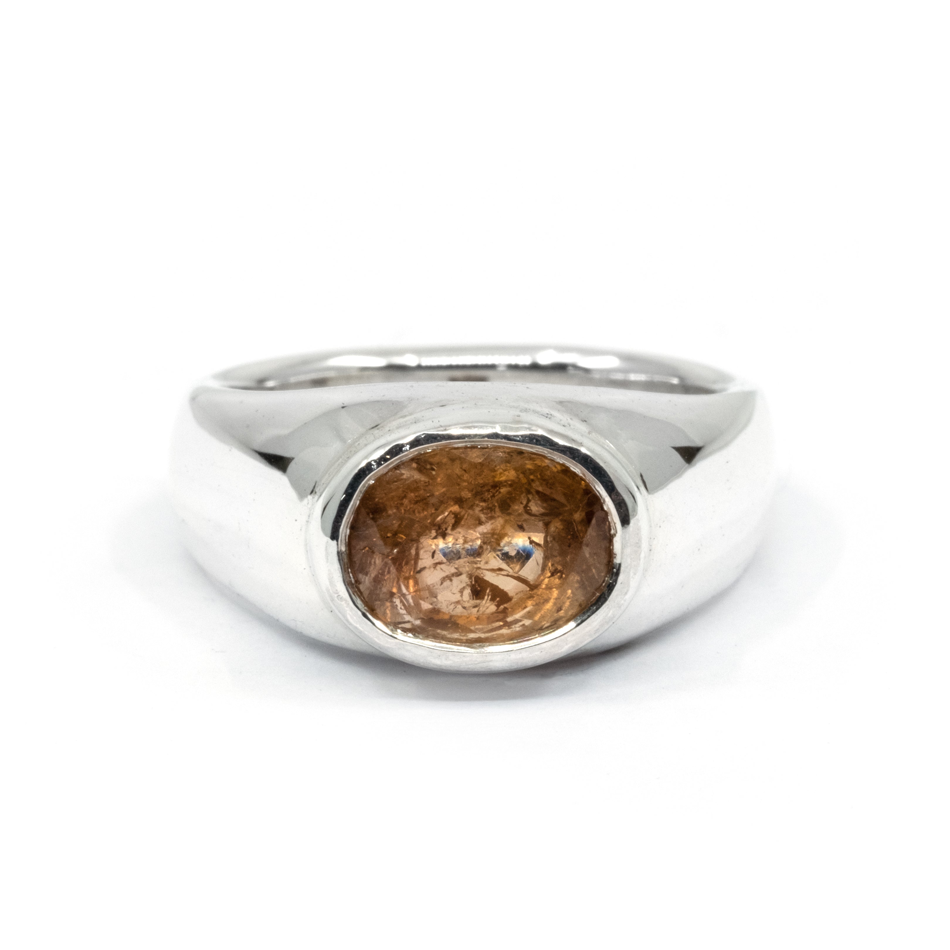 PEACH TOPAZ BEZEL RING