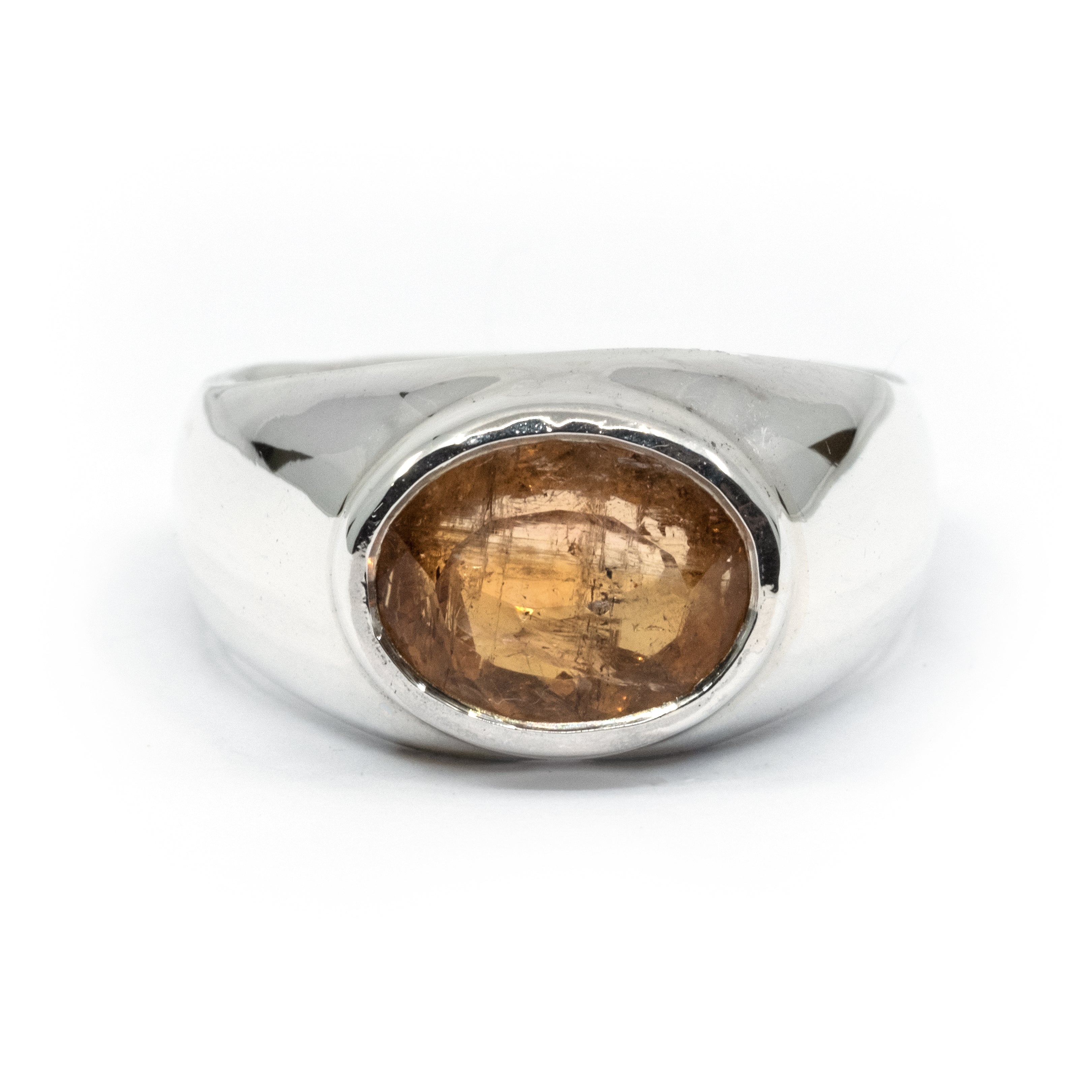 PEACH TOPAZ BEZEL RING
