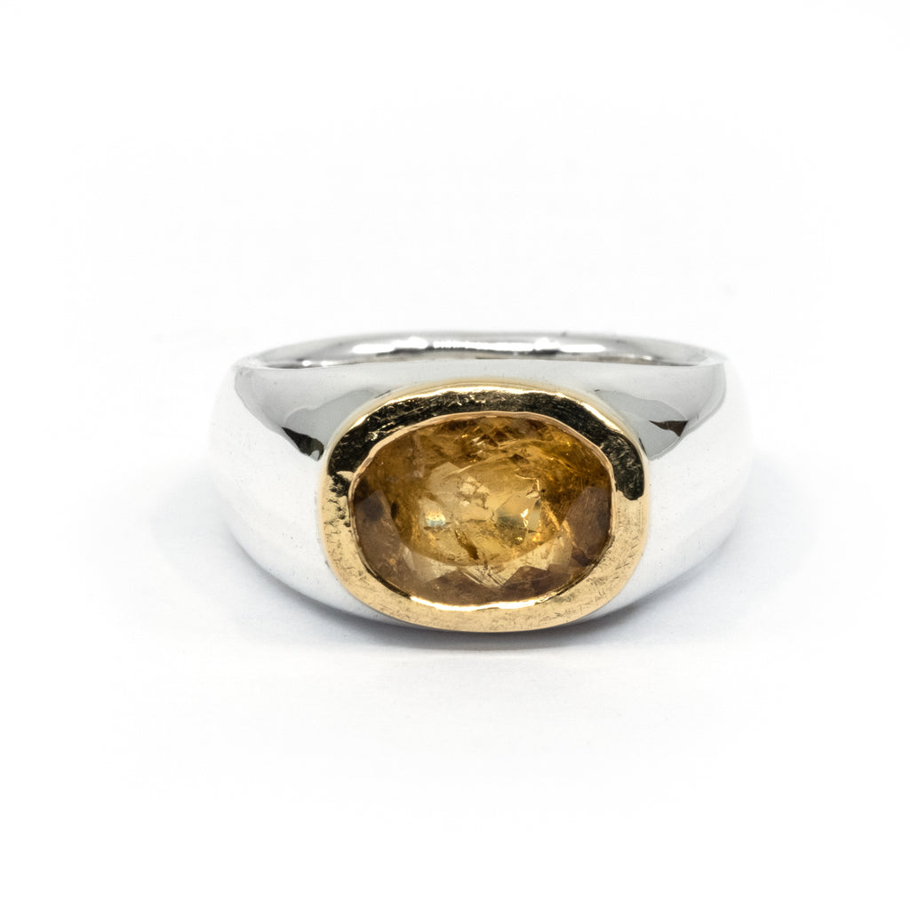 PEACH TOPAZ BEZEL RING