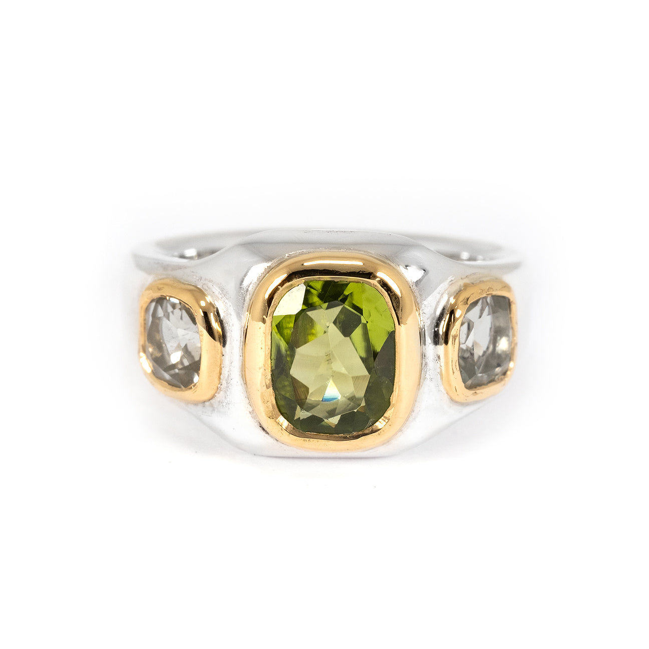 GOLD TRIPLE BEZEL PERIDOT