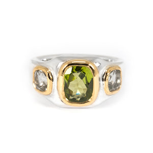 GOLD TRIPLE BEZEL PERIDOT