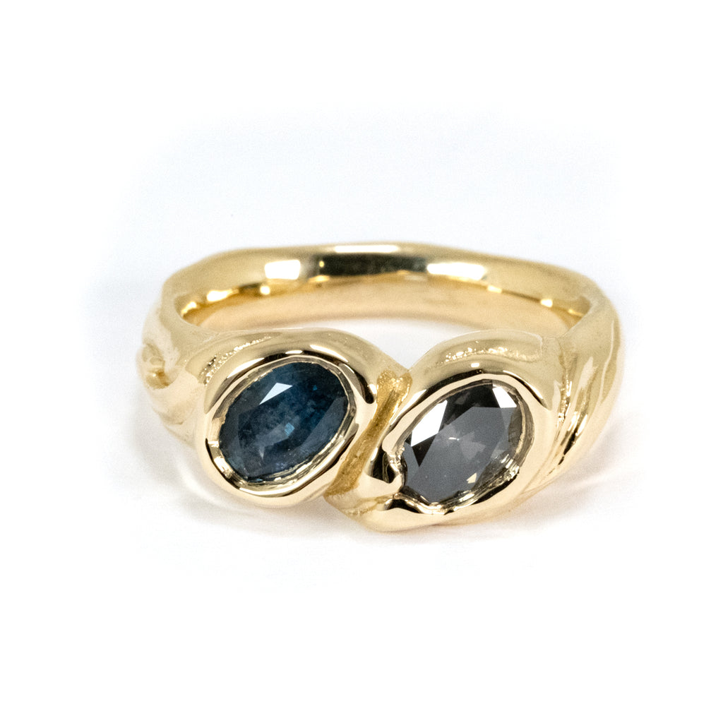 GOLD TOI ET MOI MONTANA SAPPHIRE WITH GREY DIAMOND