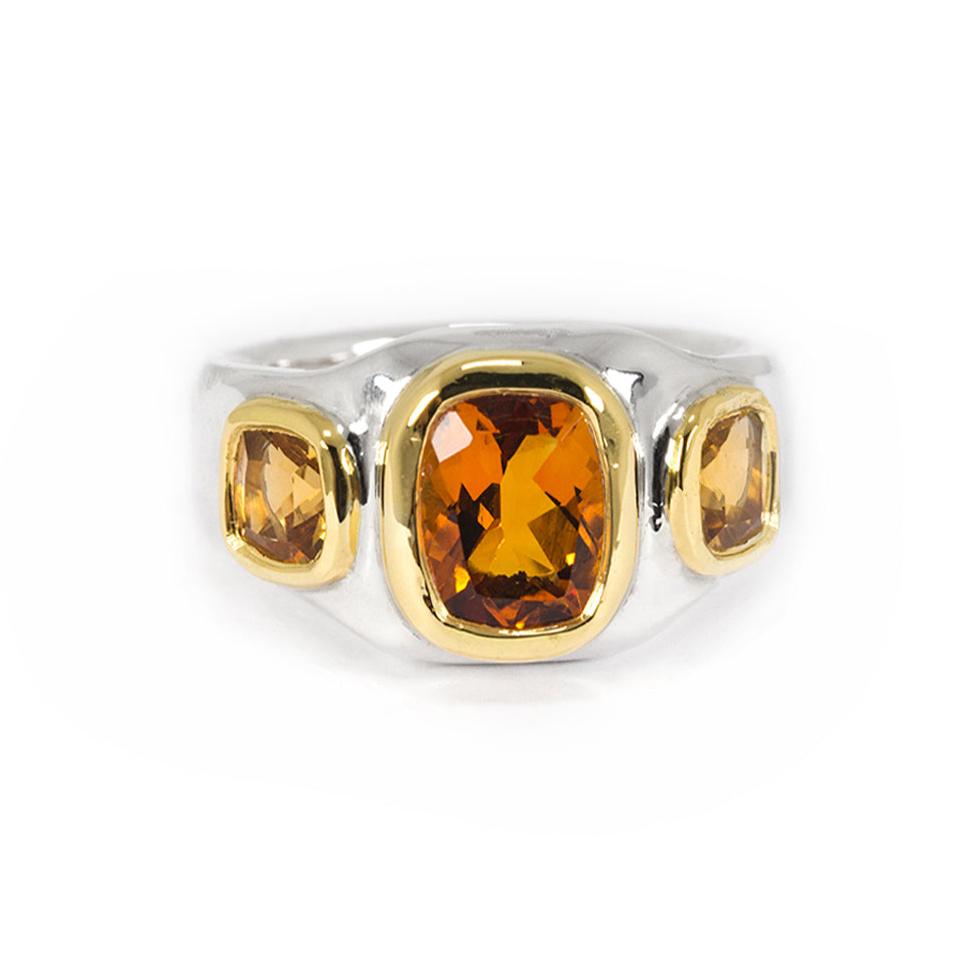 GOLD TRIPLE BEZEL CITRINE