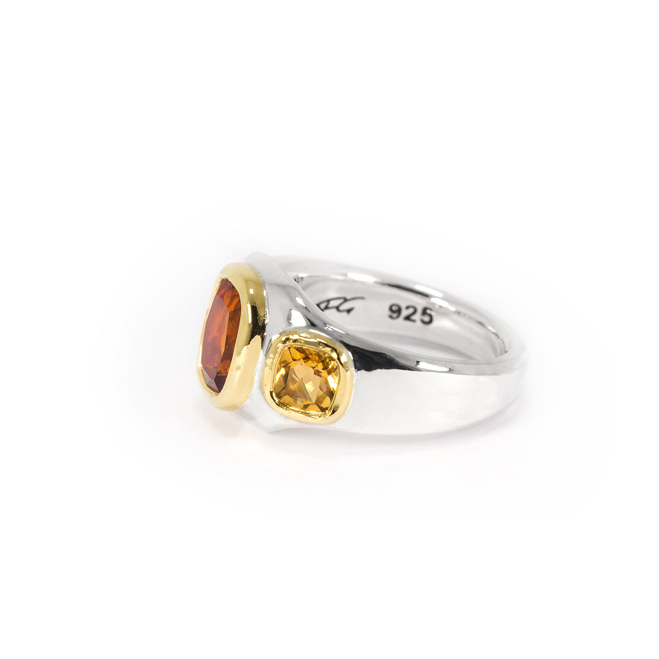 GOLD TRIPLE BEZEL CITRINE