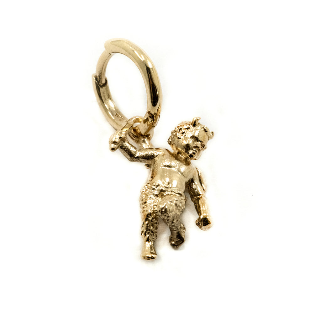 DEVIL CHERUB HOOP EARRING GOLD