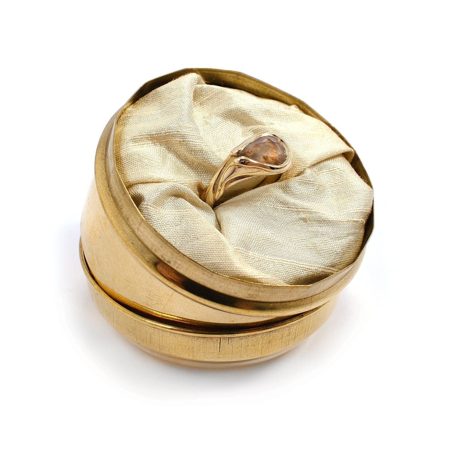 PEACH/PURPLE INCLUDED PEAR SAPPHIRE SILK RING #034