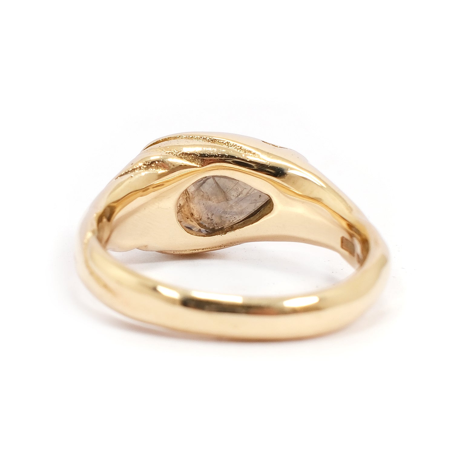 PEACH/PURPLE INCLUDED PEAR SAPPHIRE SILK RING #034