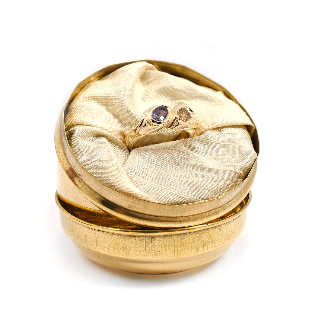 YELLOW & PURPLE INCLUDED SAPPHIRE TWIN SILK RING #032