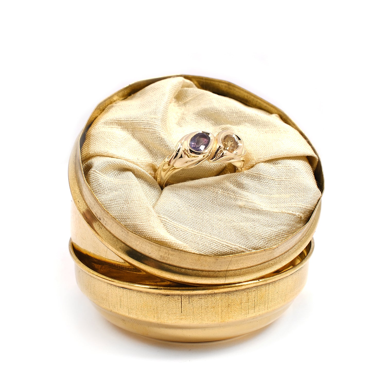 YELLOW & PURPLE INCLUDED SAPPHIRE TWIN SILK RING #032