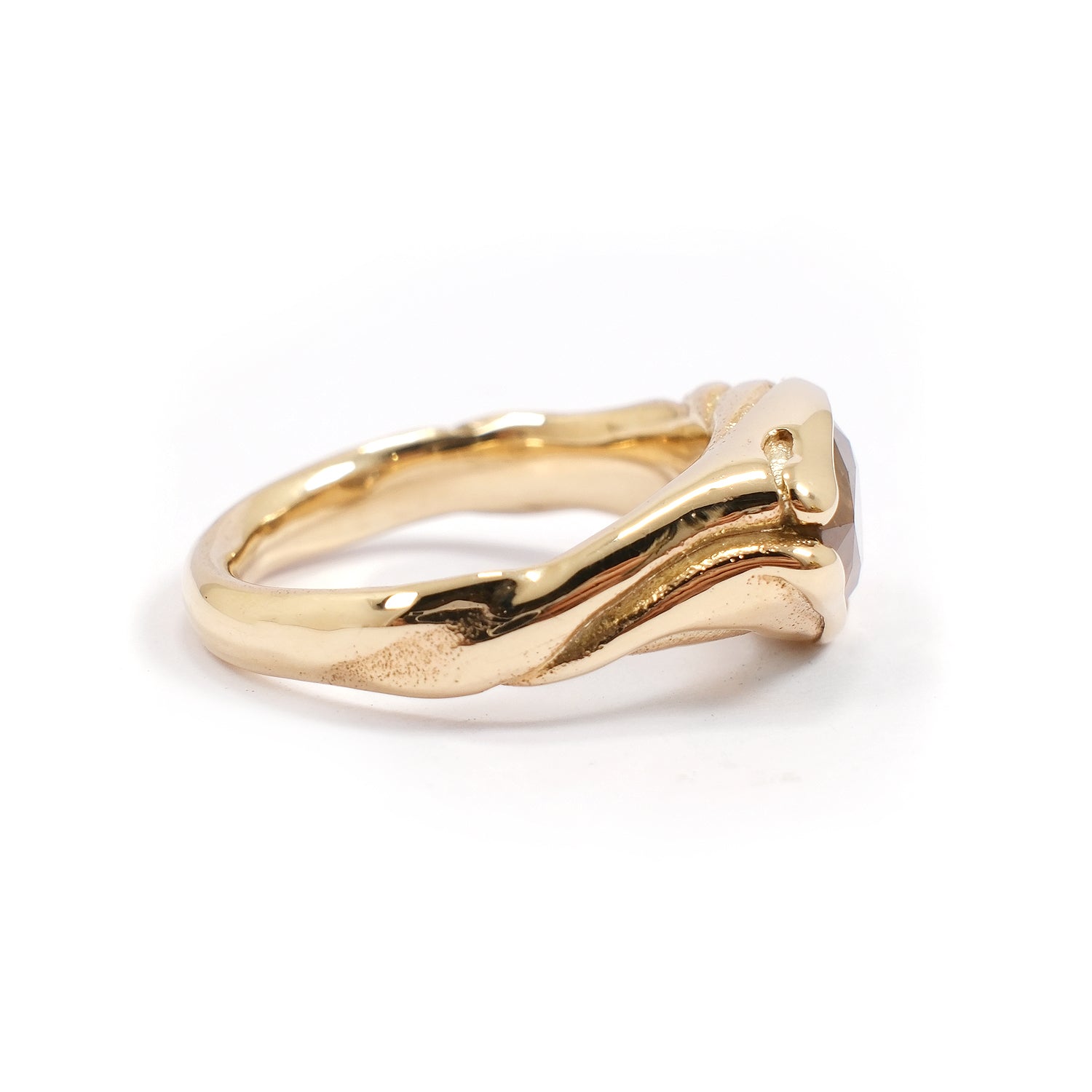 PEACH/PURPLE INCLUDED PEAR SAPPHIRE SILK RING #034