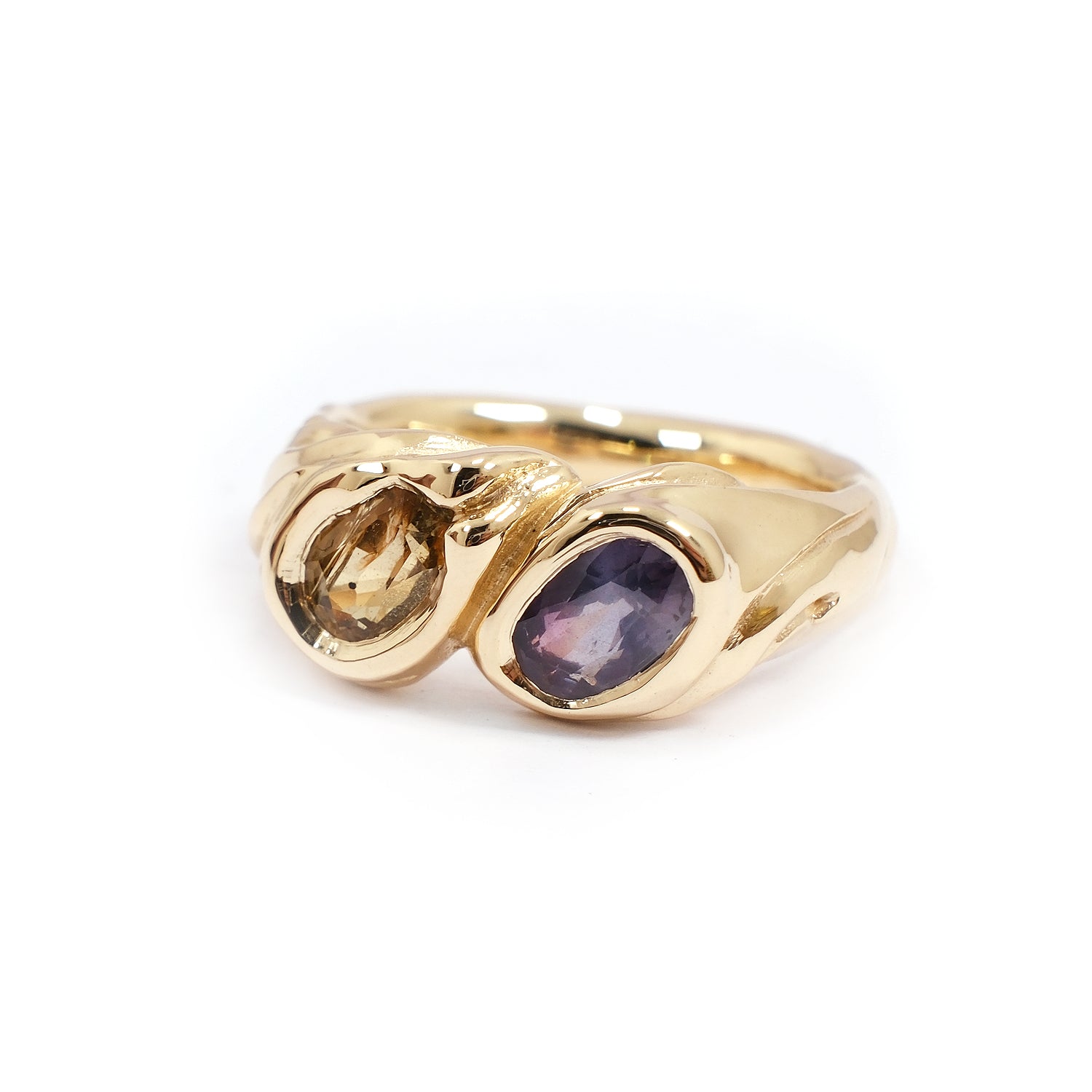 YELLOW & PURPLE INCLUDED SAPPHIRE TWIN SILK RING #032