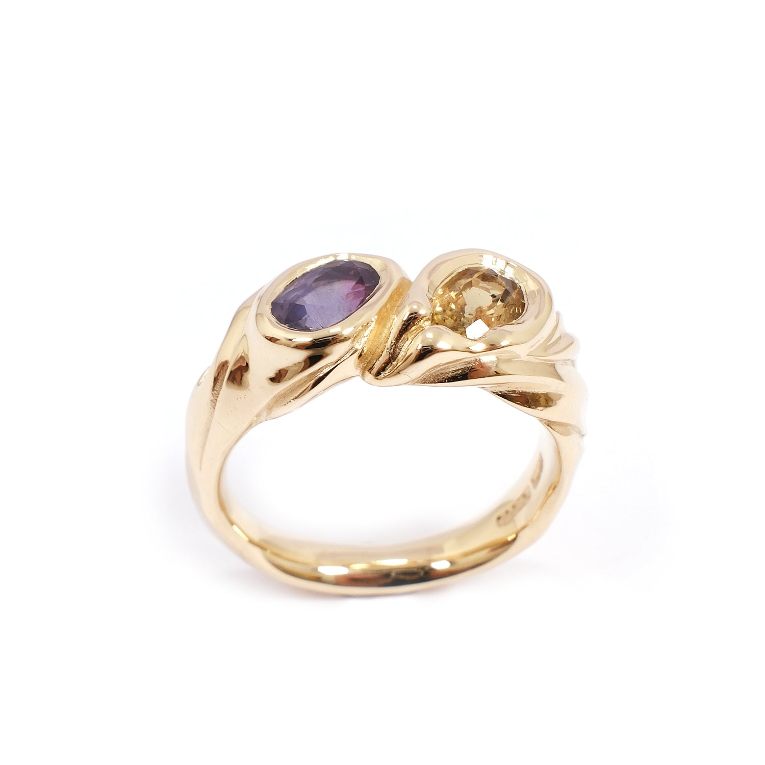 YELLOW & PURPLE INCLUDED SAPPHIRE TWIN SILK RING #032
