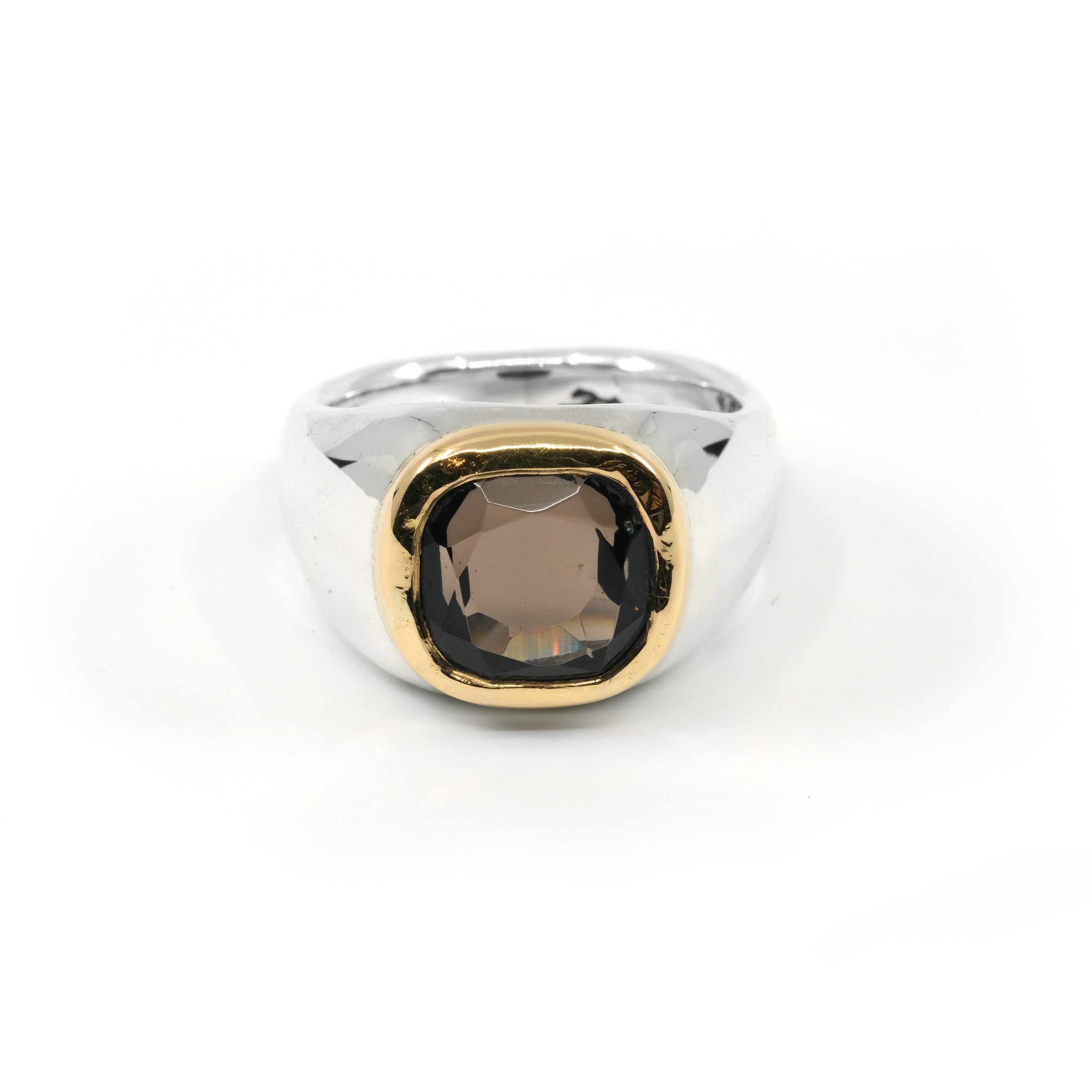 SMALL GOLD BEZEL SMOKEY QUARTZ