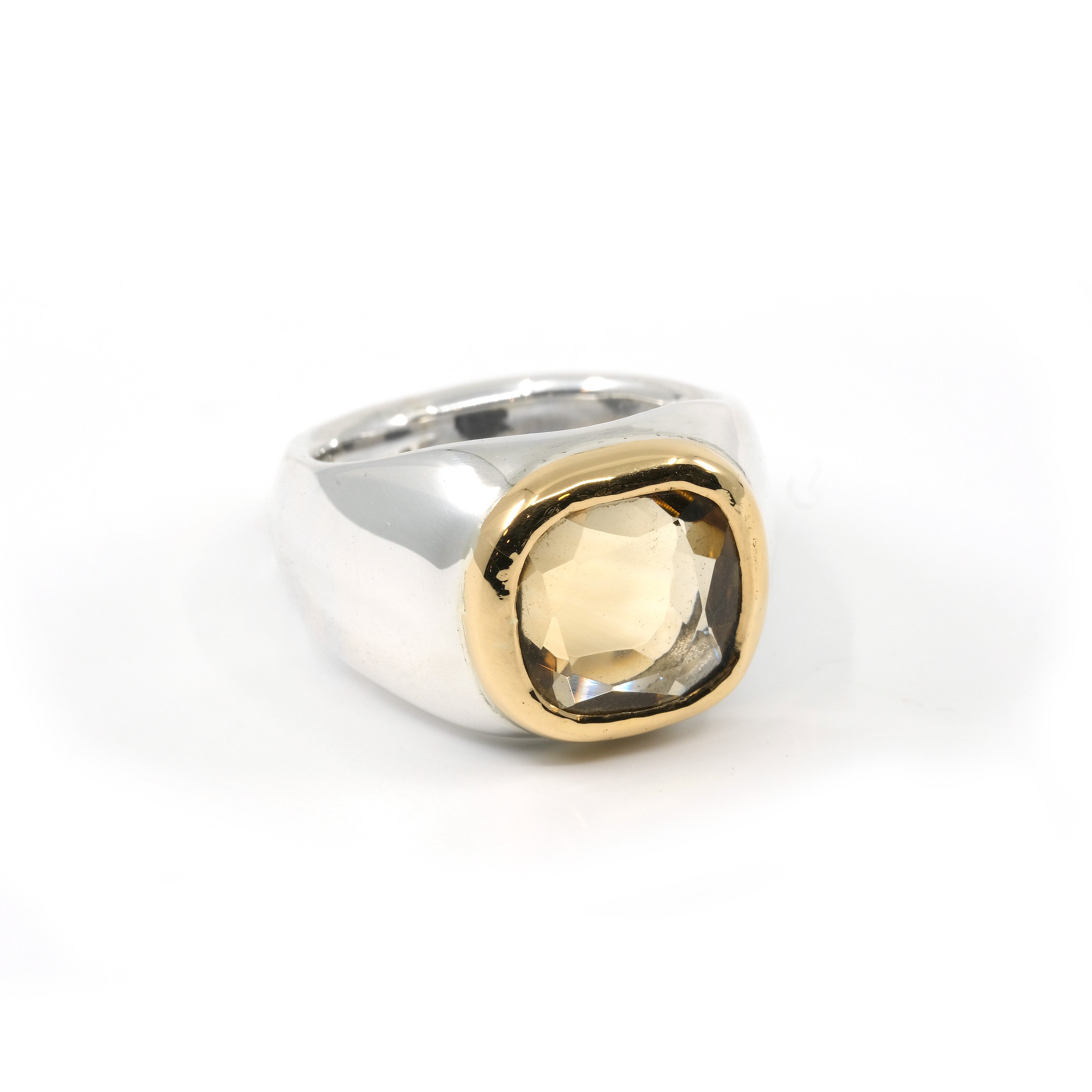 SMALL GOLD BEZEL CITRINE