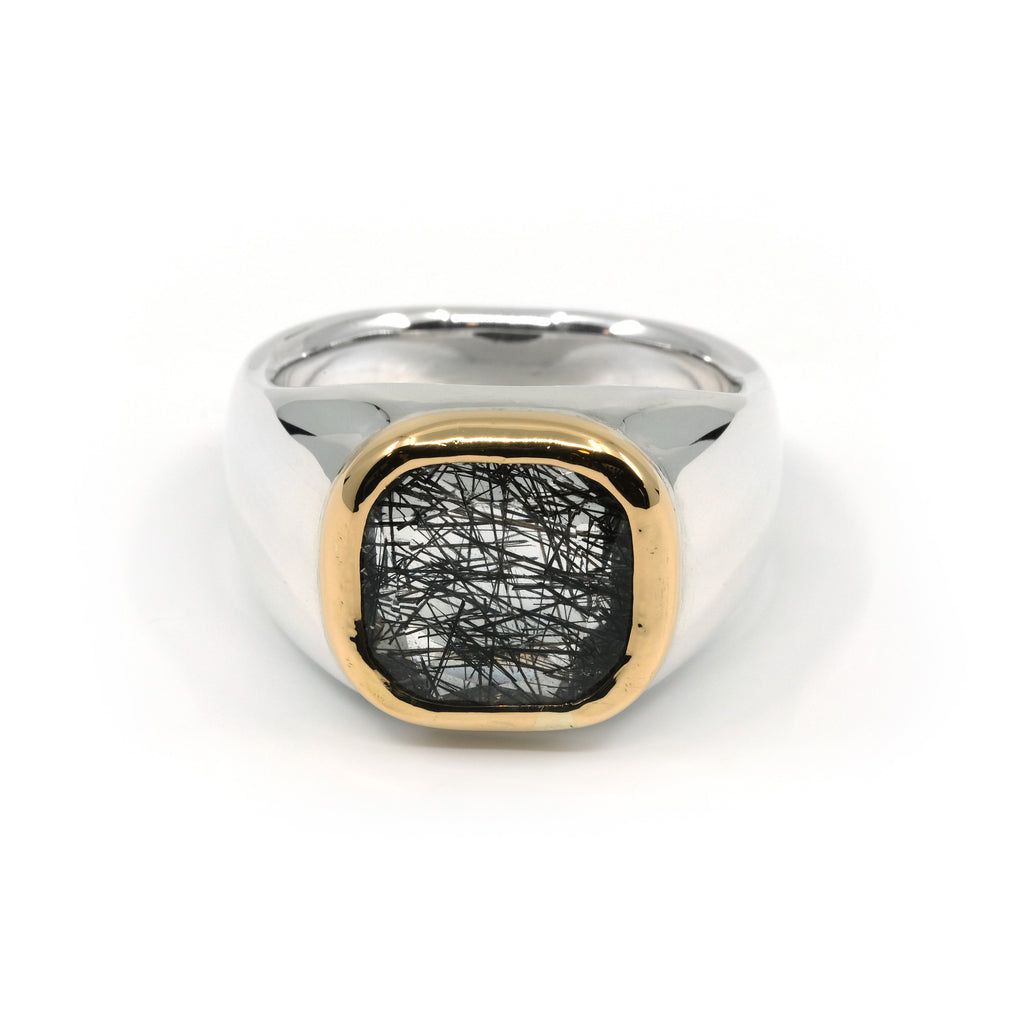 GOLD BEZEL TOURMALATED QUARTZ