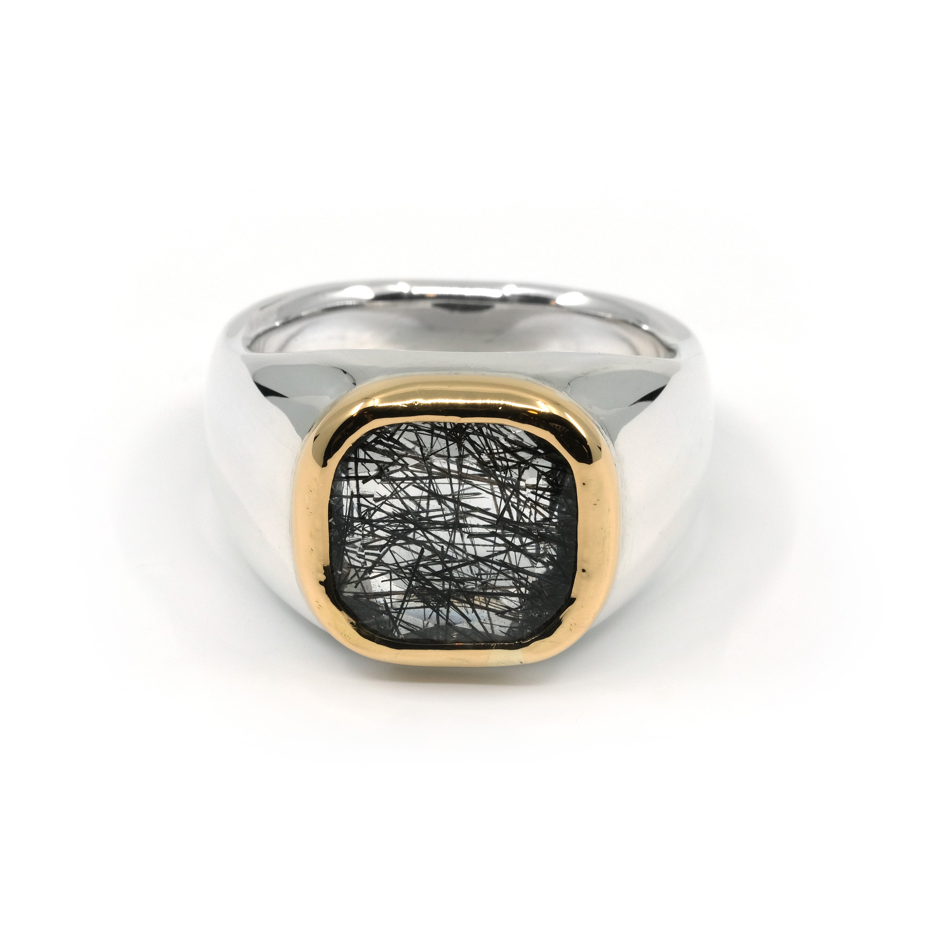 GOLD BEZEL TOURMALATED QUARTZ