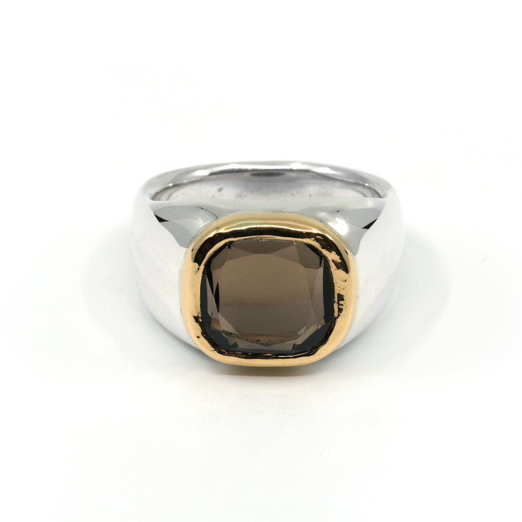GOLD BEZEL SMOKEY QUARTZ