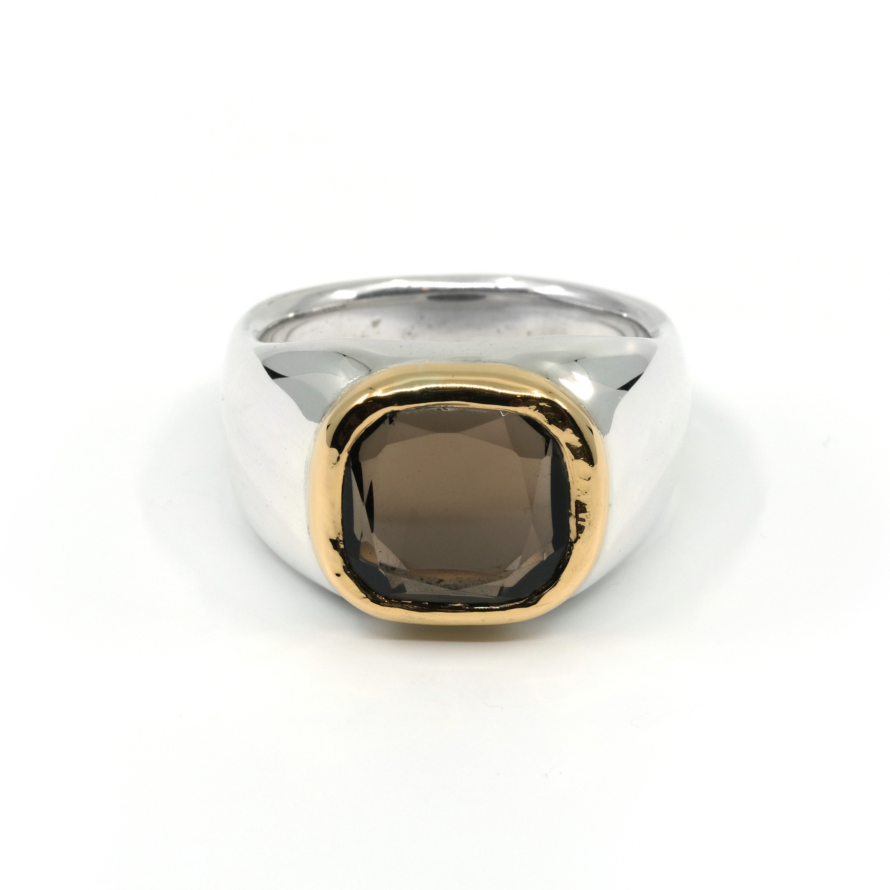 GOLD BEZEL SMOKEY QUARTZ