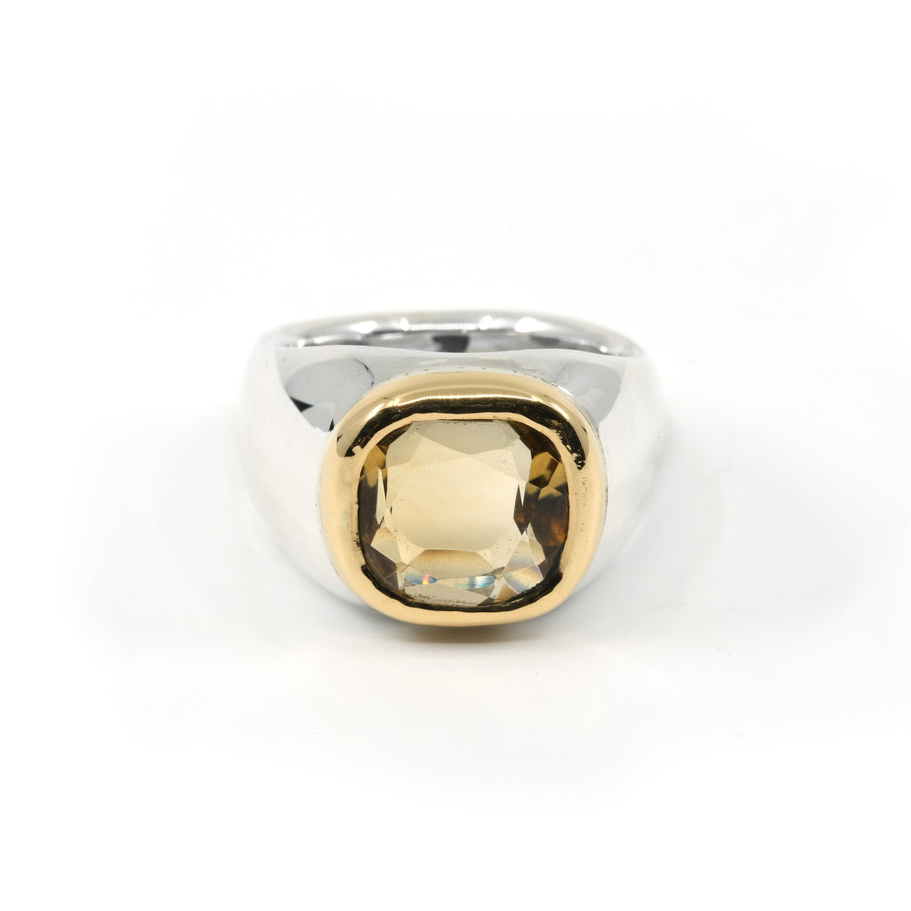 SMALL GOLD BEZEL CITRINE