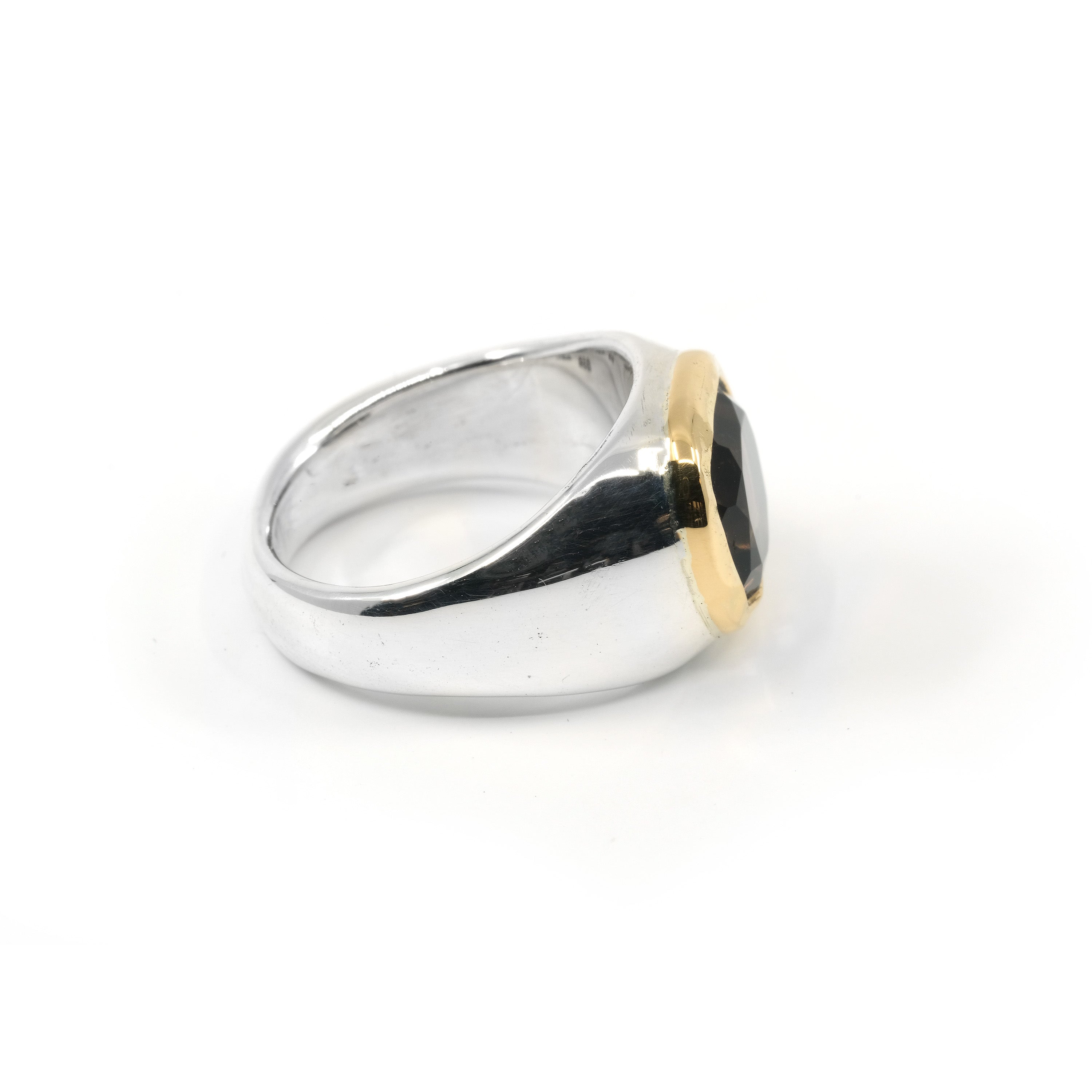 SMALL GOLD BEZEL SMOKEY QUARTZ