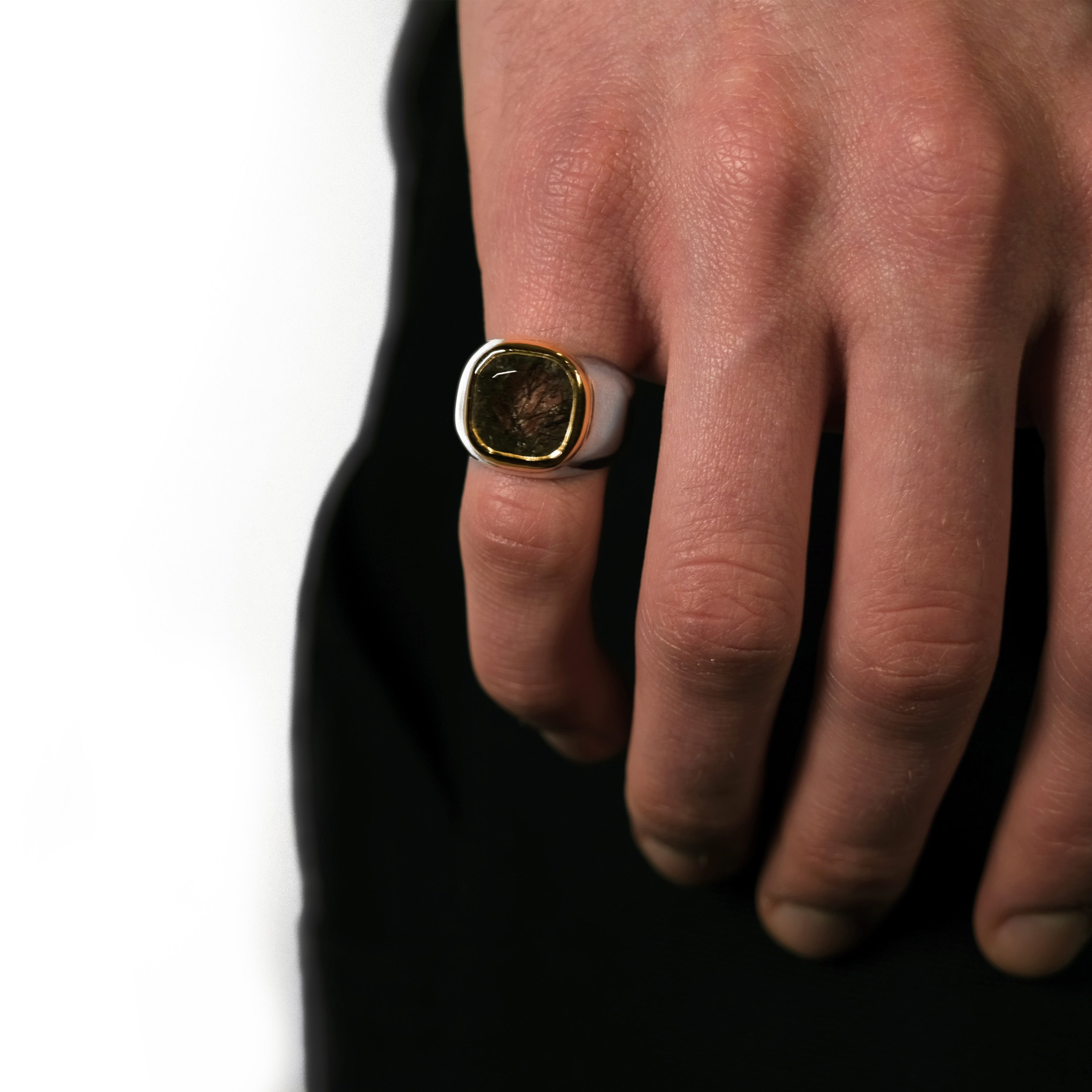 GOLD BEZEL TOURMALATED QUARTZ